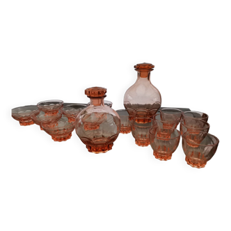 set of carafes and cups of glasses