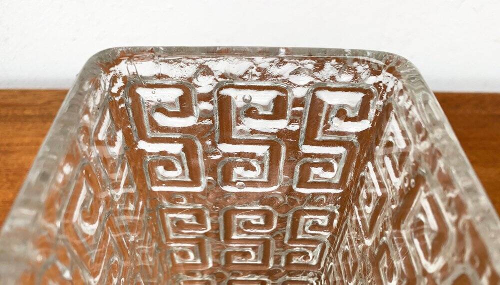 Large Finnish glass block vase from the mid-century by Tamara Aladin for Riihimäki, 1960s.