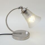 Art Deco metal lamp chrome and glass