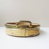 Rattan and brass tray, Gabriella Crespi style serving tray ​