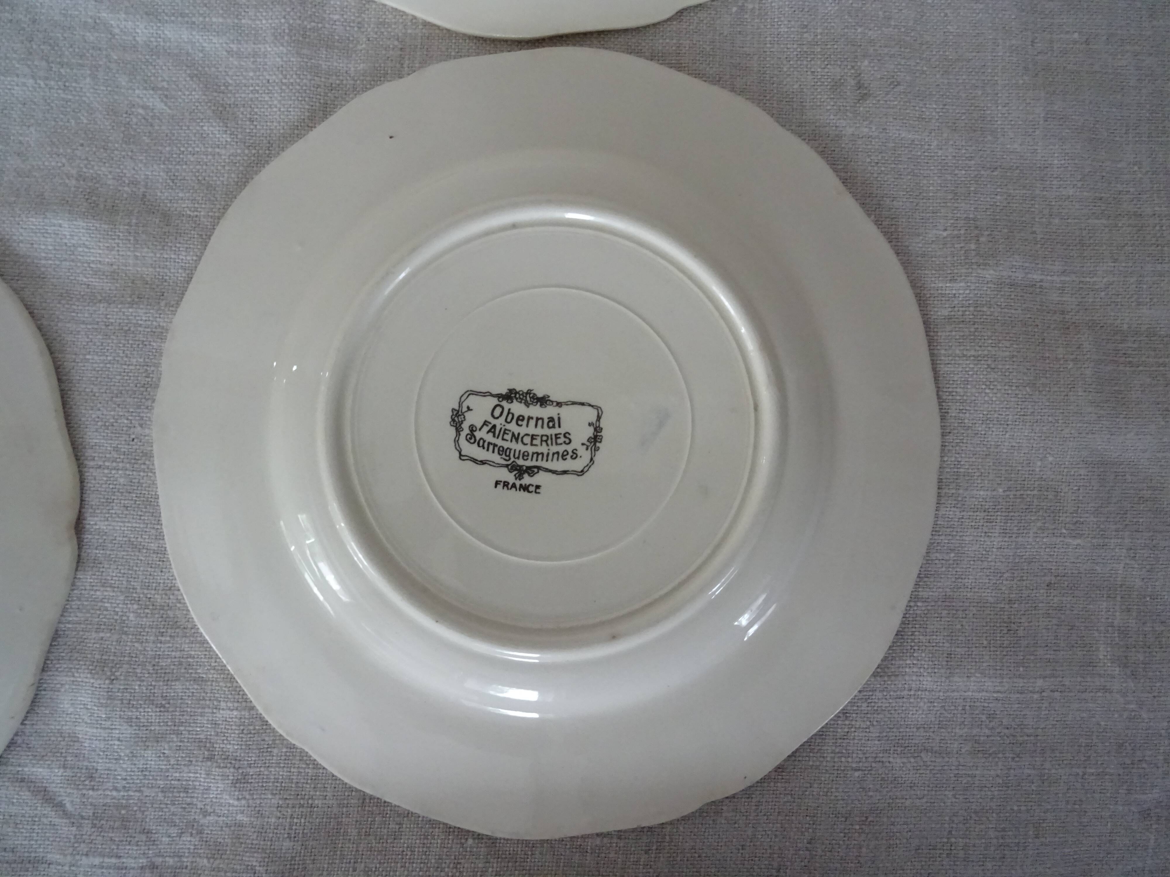6 plates dessert H.Loux Sarreguemines Obernai