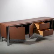 No. 3076 credenza extension in Vitello leather from the Pfister Executive Office Collection for KnollStudio. Circa 1988