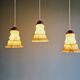 Set of 3 Art Deco marbled opaline pendant lights, 1920s-30s