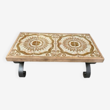 Ceramic and wrought iron coffee table
