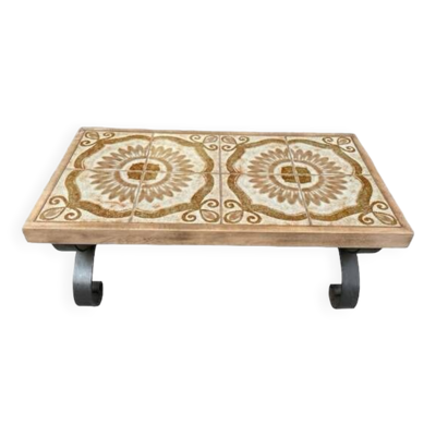 Table basse céramique et fer forgé