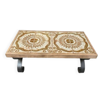 Ceramic and wrought iron coffee table