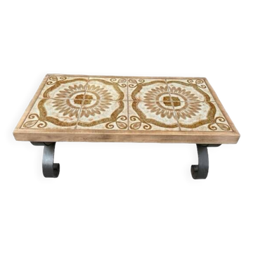 Table basse céramique et fer forgé