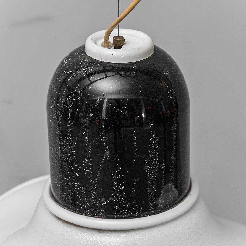 Vintage glass and metal pendant lamp – 1970s modernism