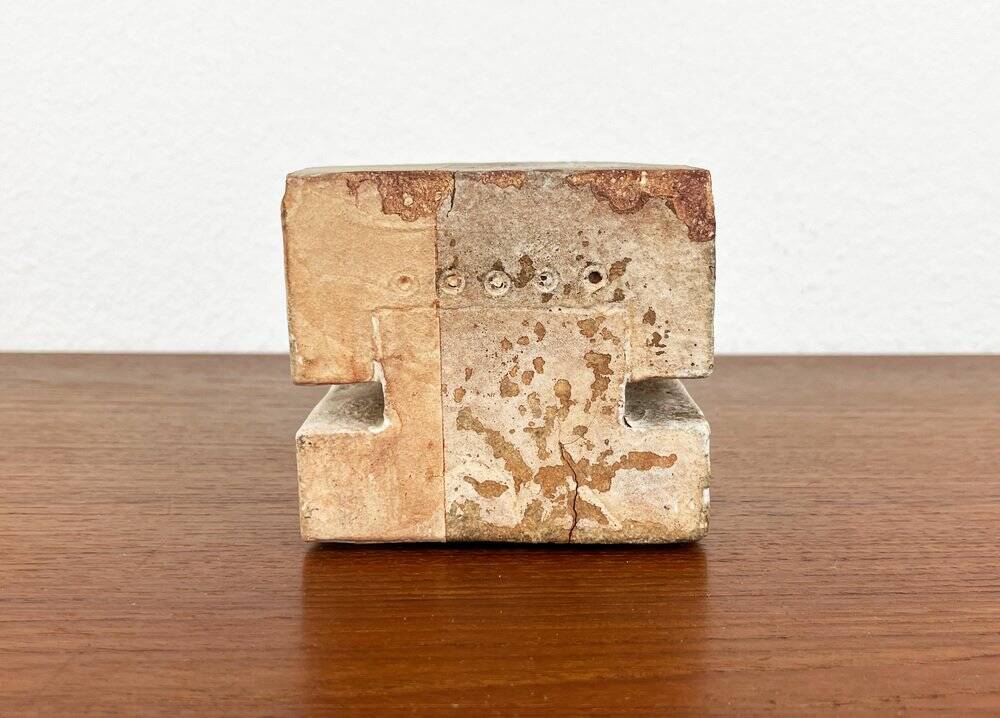Klaus Lehmann, Cubist art sculpture in postmodern German brutalist ceramic Studio Pottery no. 337 81, 1981