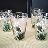 6 Goblet-shaped tea glasses with VMC screen-printed decoration
