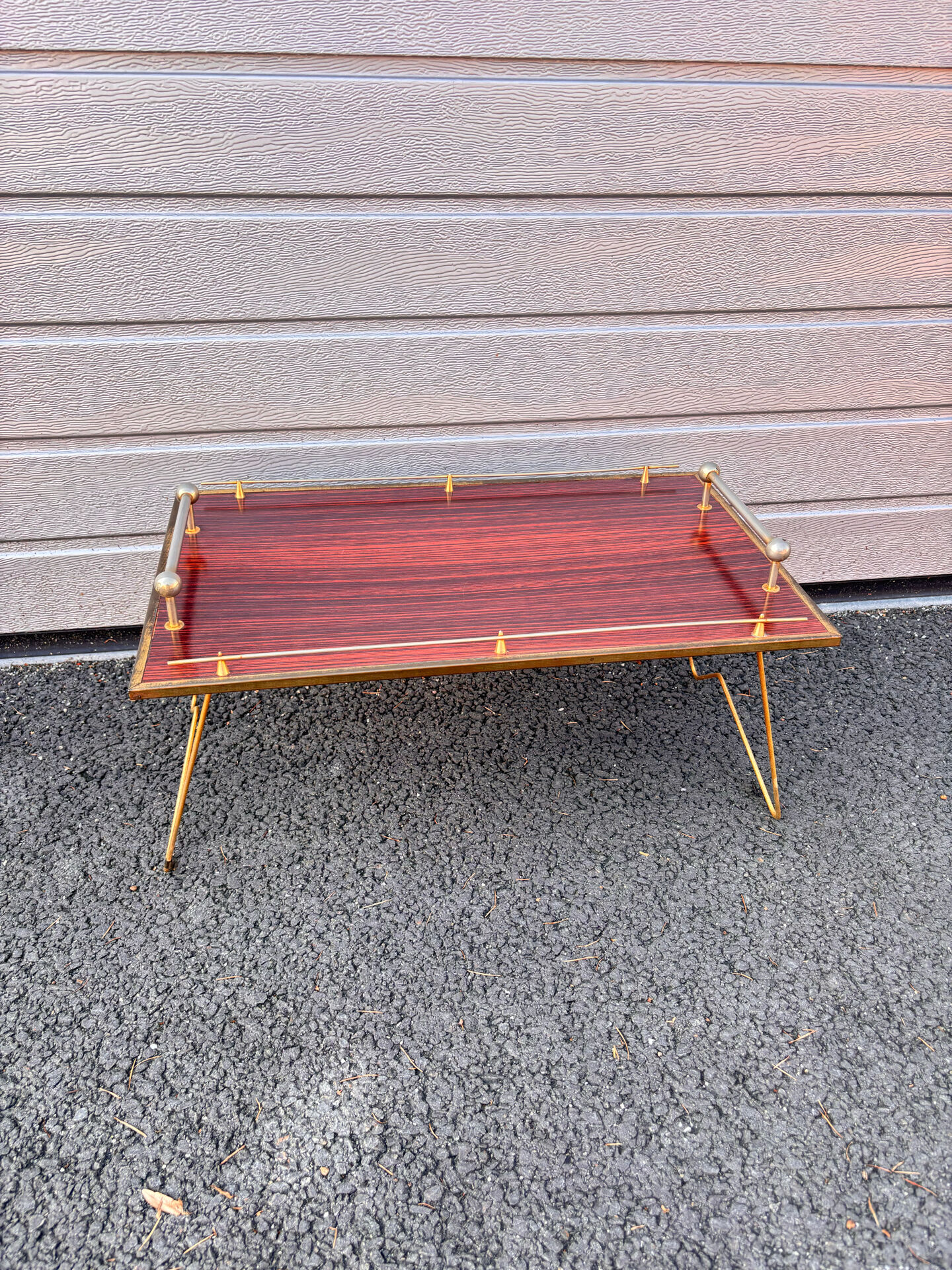 Vintage rolling dessert trolley in red Formica – 1950s/60s
