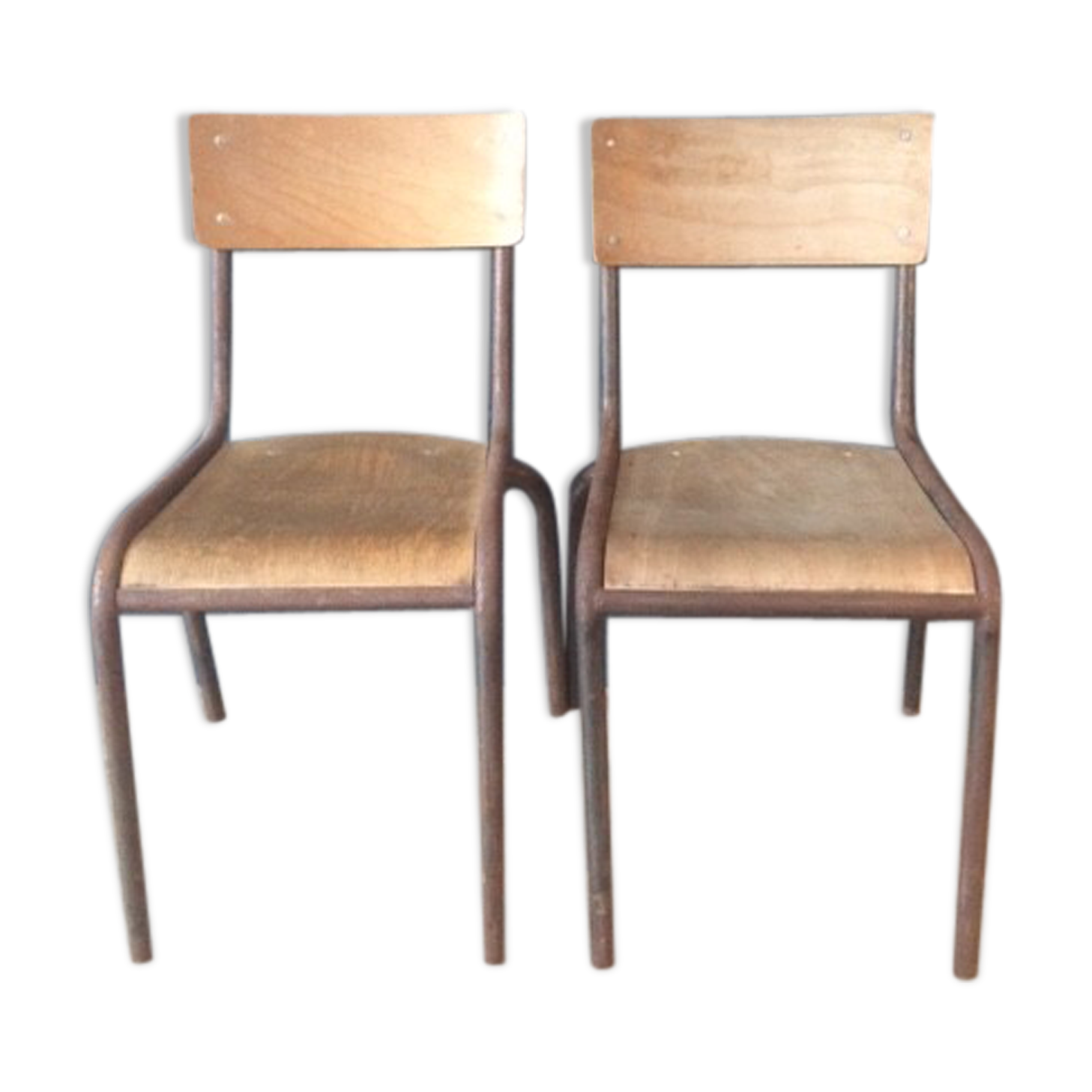Lot of 2 vintage school chairs