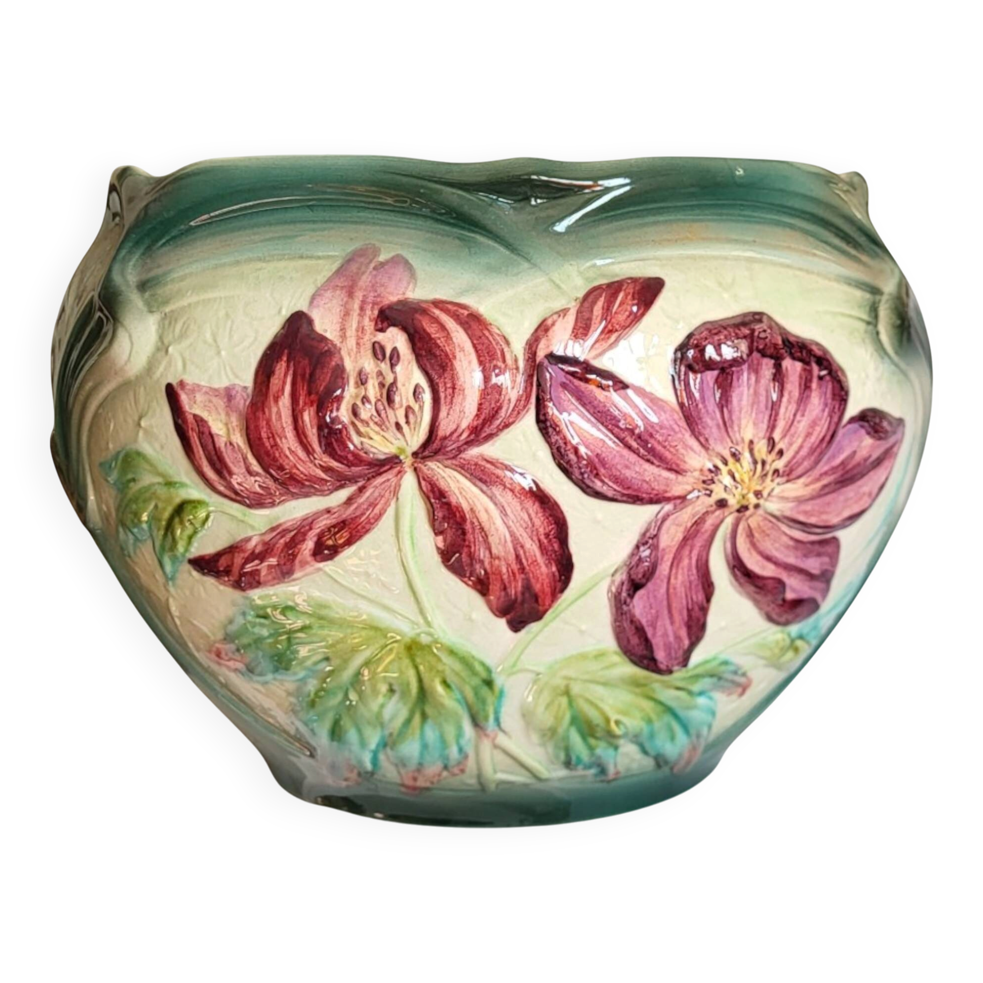 Longchamp earthenware cache pot / Art Nouveau