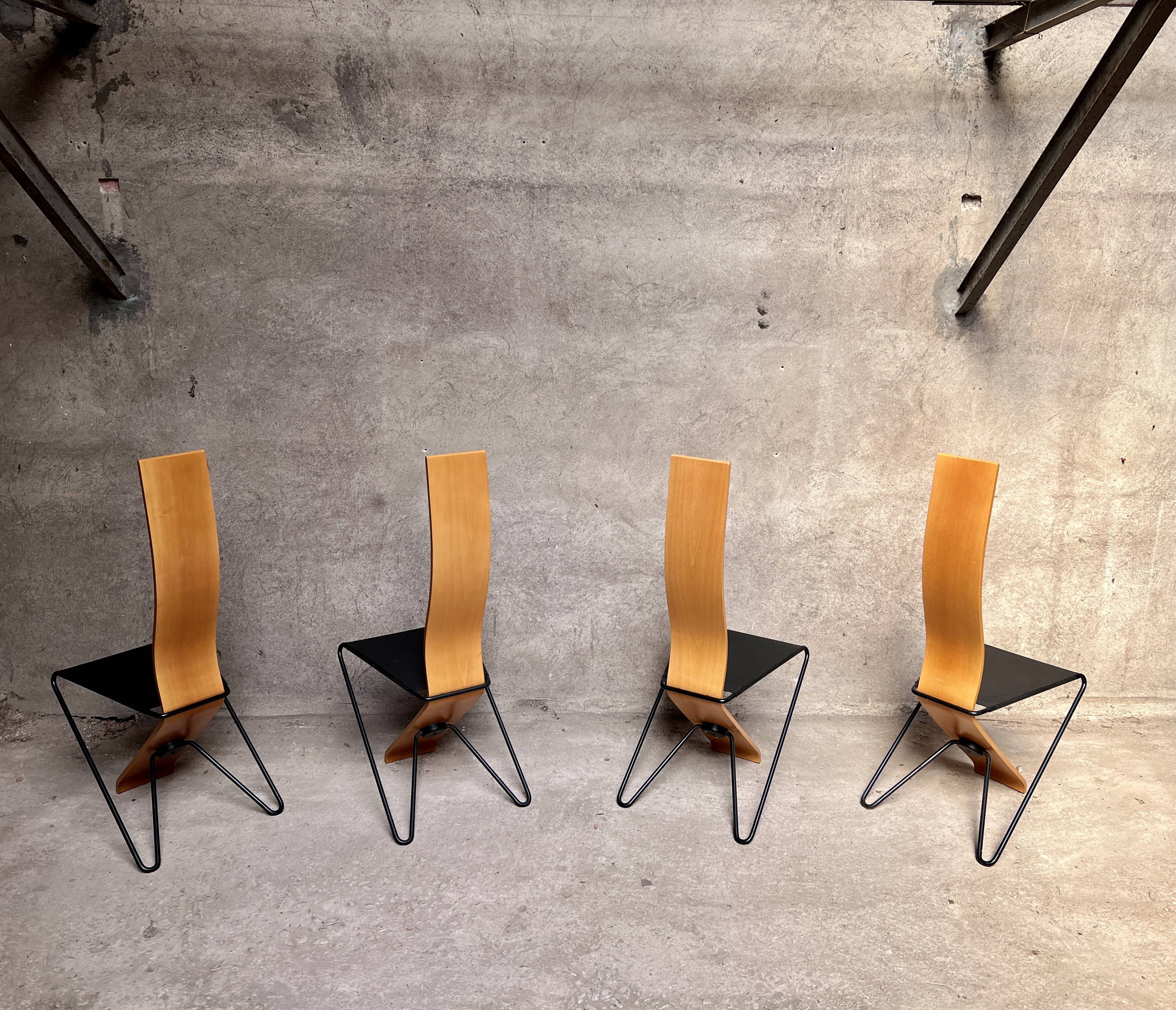 Series of 4 Chairs by Pietro Arosio for Airon 1980