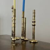 Very Rare Modular Scandinavian Brass Candlestick, 33-Piece Mid-Century Plug