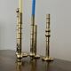 Very Rare Modular Scandinavian Brass Candlestick, 33-Piece Mid-Century Plug