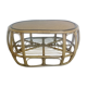 Table basse bambou et rotin vintage des années 70