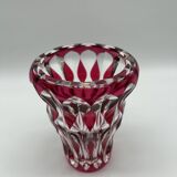 Cut and double red crystal vase from Val Saint-Lambert.