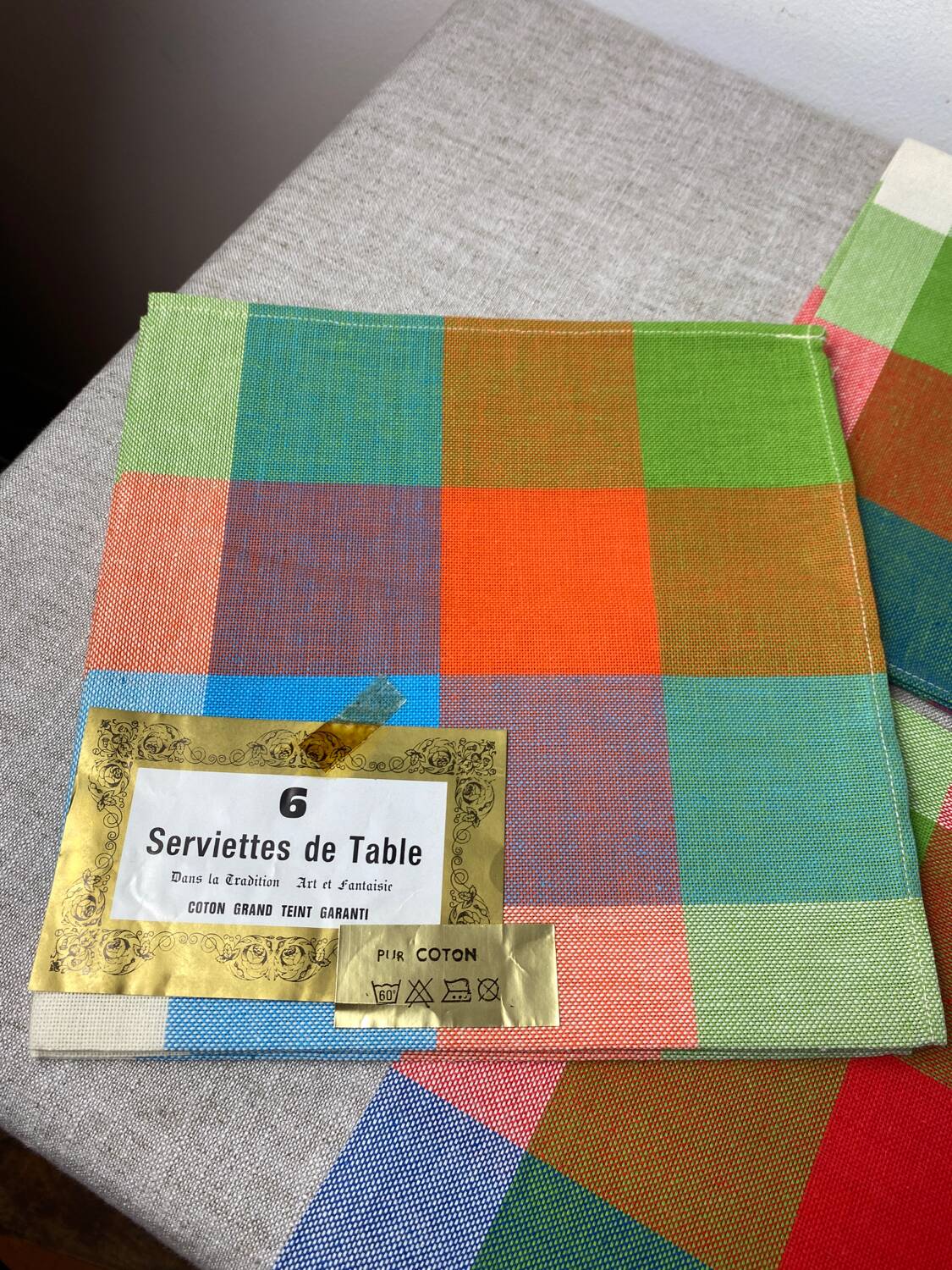 Vintage plaid cotton napkins