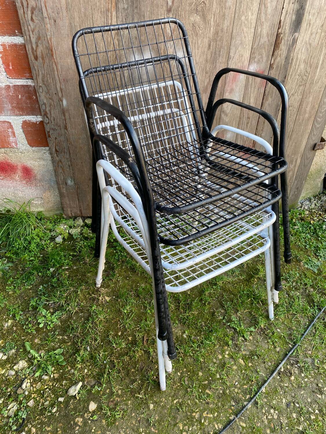 Pair of Antique EMU RIO Armchairs in Black Metal Vintage