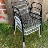 Paire Fauteuil Ancien EMU RIO Métal Noir Vintage
