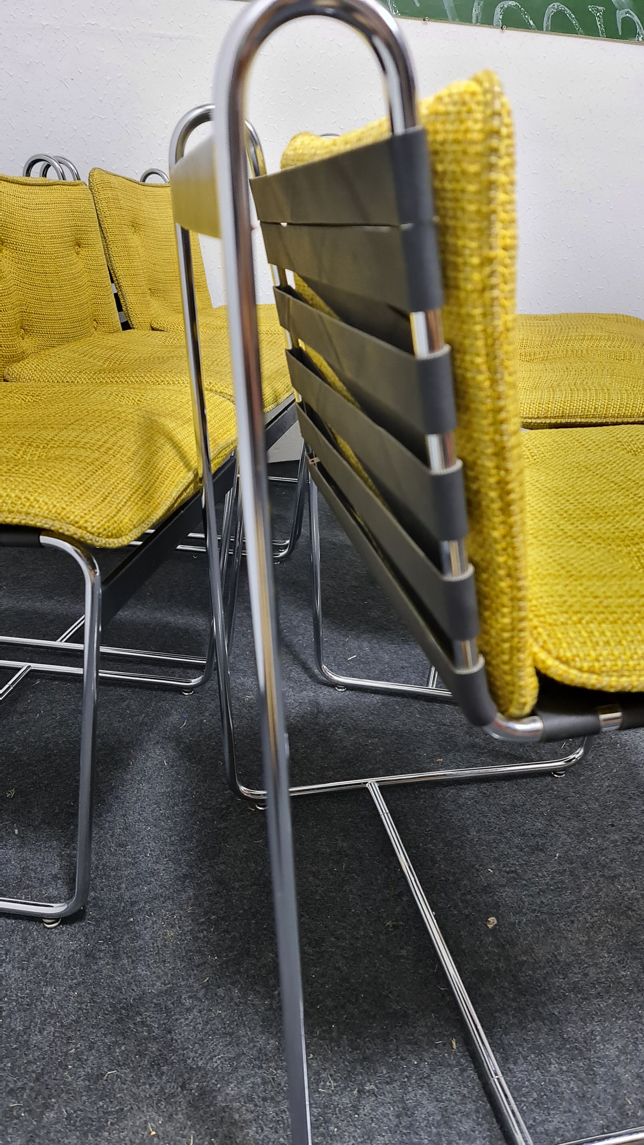 A set of 6 vintage  metal framed dinning chairs