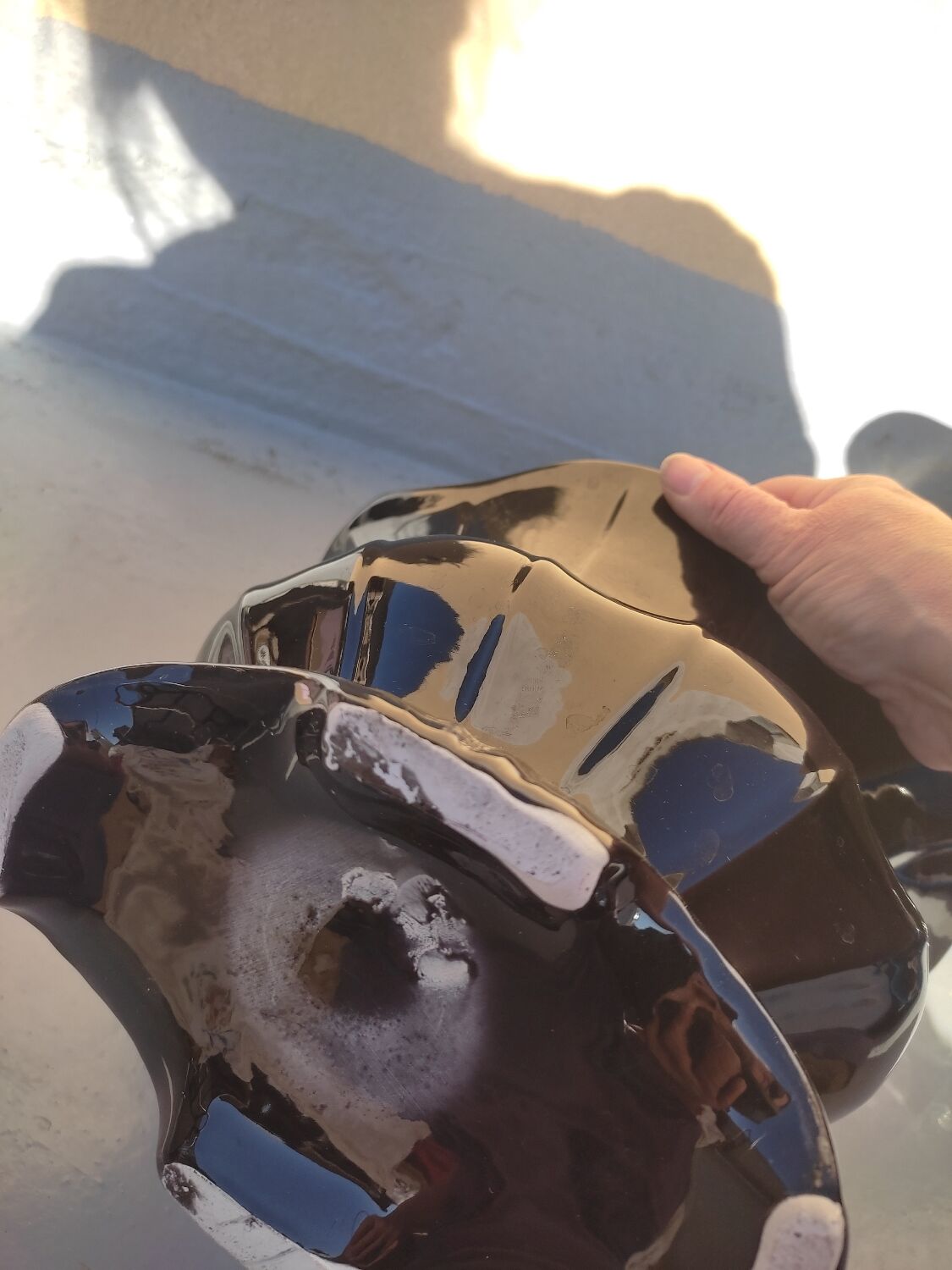 Pair of black earthenware planters