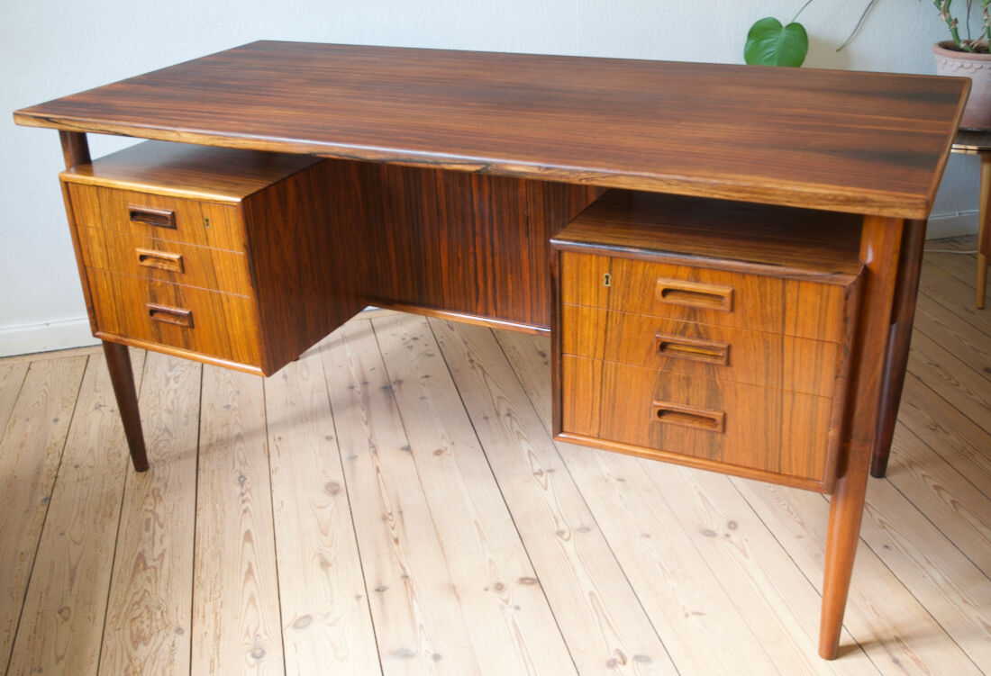 Danish Rosewood Floating Desk by Gunnar Nielsen for Tibergaard, 1960s