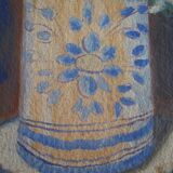 Ancienne peinture pot de fleur signée