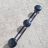 Vintage black coat rack with 3 hooks