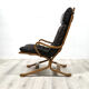 Scandinavian mid century lounge chair bentwood and leather, 1960s