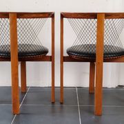 Niels Jorgen Haugesen String wood and leather chairs for Tranekaer, Denmark