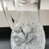Large jug/water pitcher in finely cut Bohemian crystal. Sophisticated starry/brass patterns. Boho-Chic style