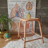 Pair of low metal stools industrial workshop - vintage