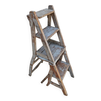 Antique patinated stepladder chair
