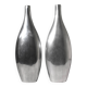Pair Of Polished Aluminum Tall Vases