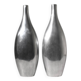 Pair Of Polished Aluminum Tall Vases
