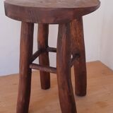 Pair of solid wood brutalist stools