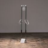 Italian Design Coat rack with white marble base and chrome uprights, 1970