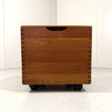 Salin Nyborg teak storage box side table on wheels, Denmark 1960’s