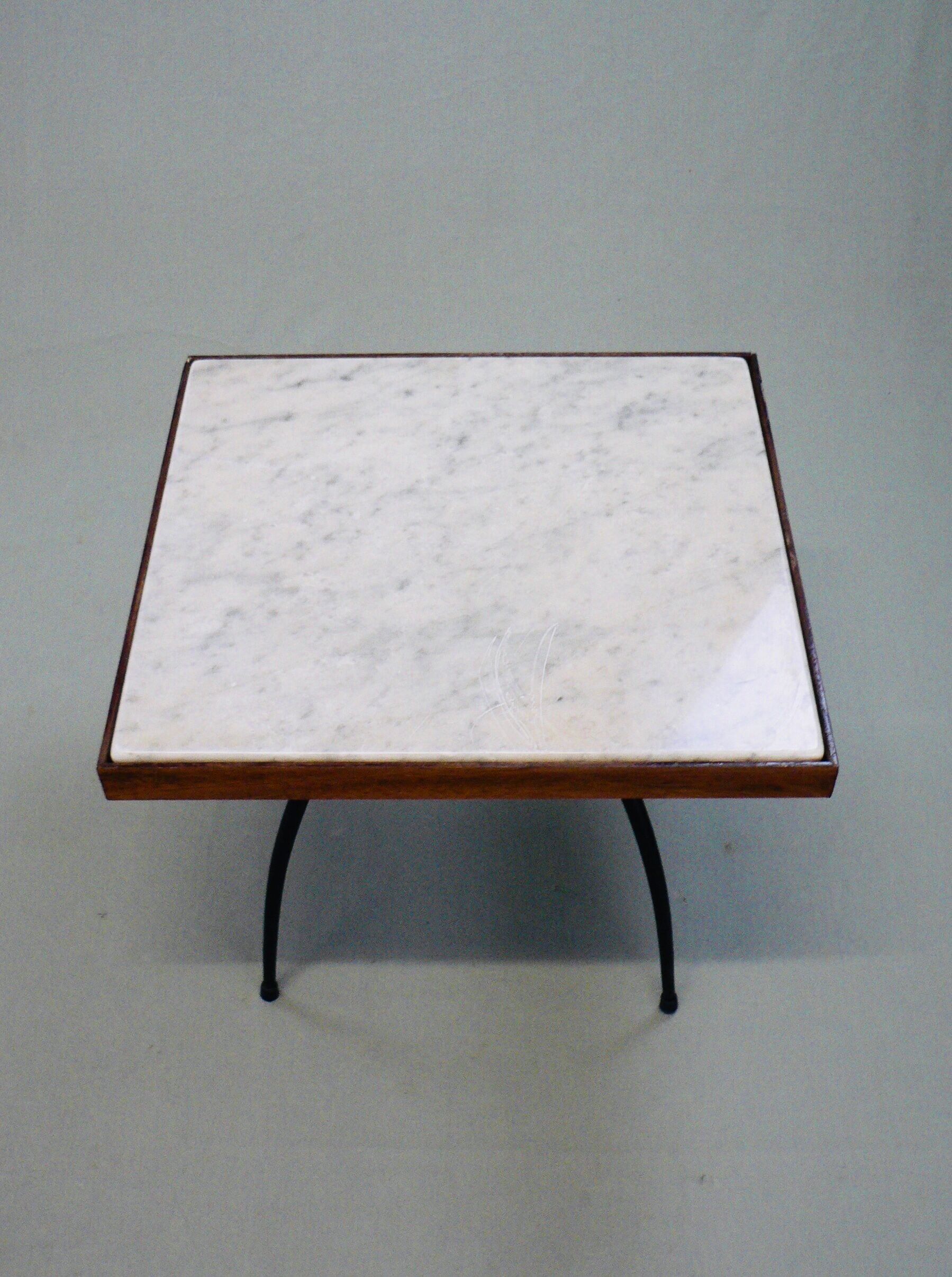 Marble and steel side table