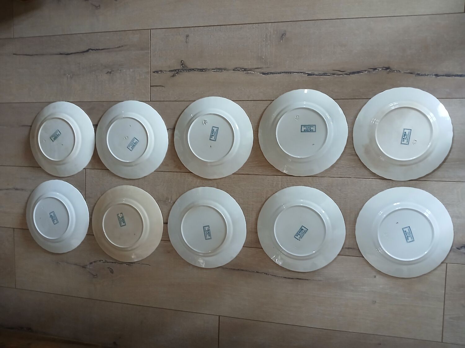 10 antique ironstone dinner plates
