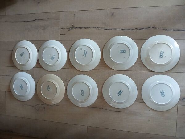 10 assiettes plates anciennes en Terre de fer