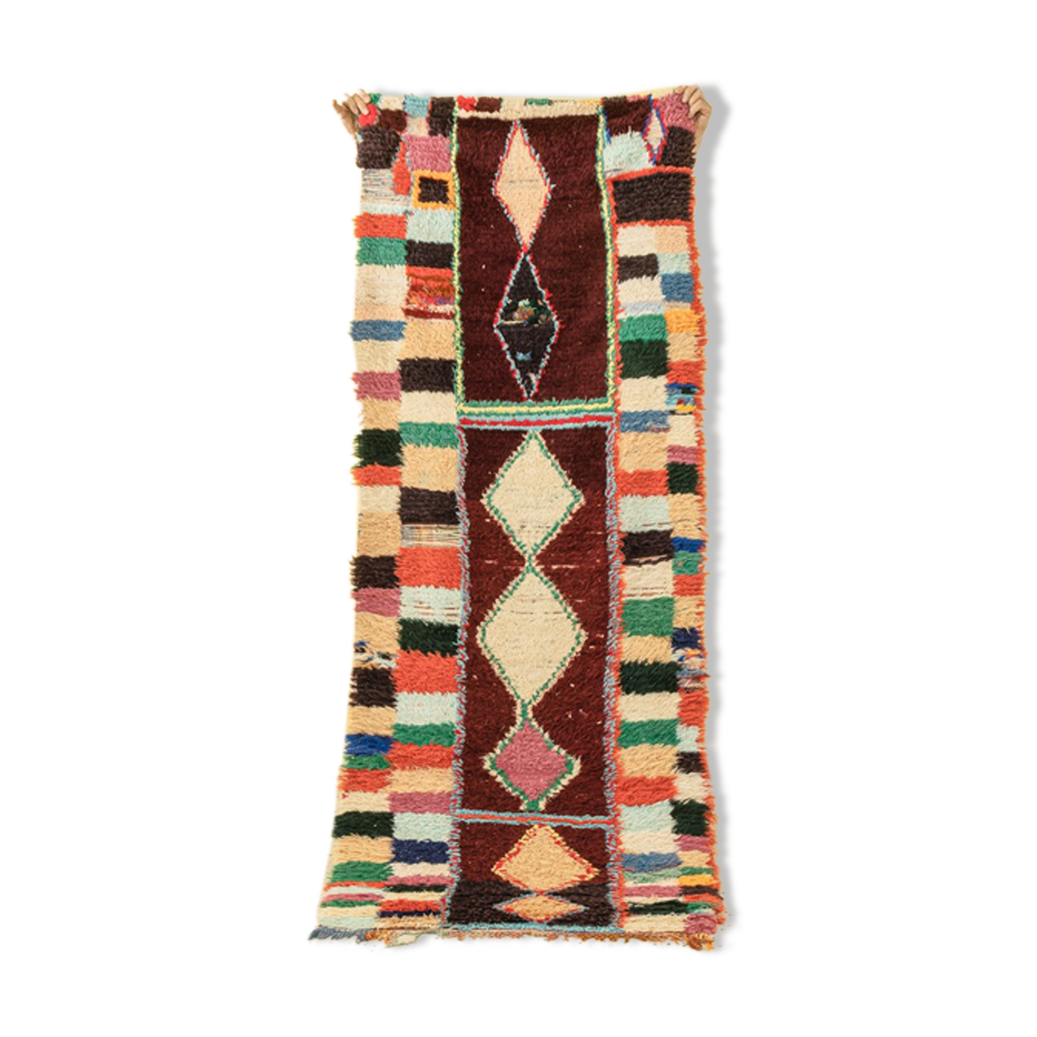 VINTAGE BOUCHEROUITE, BERBER RUG, 93 X 240