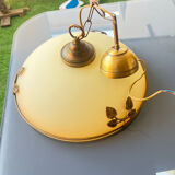 Vintage suspension in opaline glass and gilded brass – retro chic elegance.