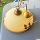 Vintage suspension in opaline glass and gilded brass – retro chic elegance.
