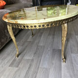 Marble and brass side coffee table