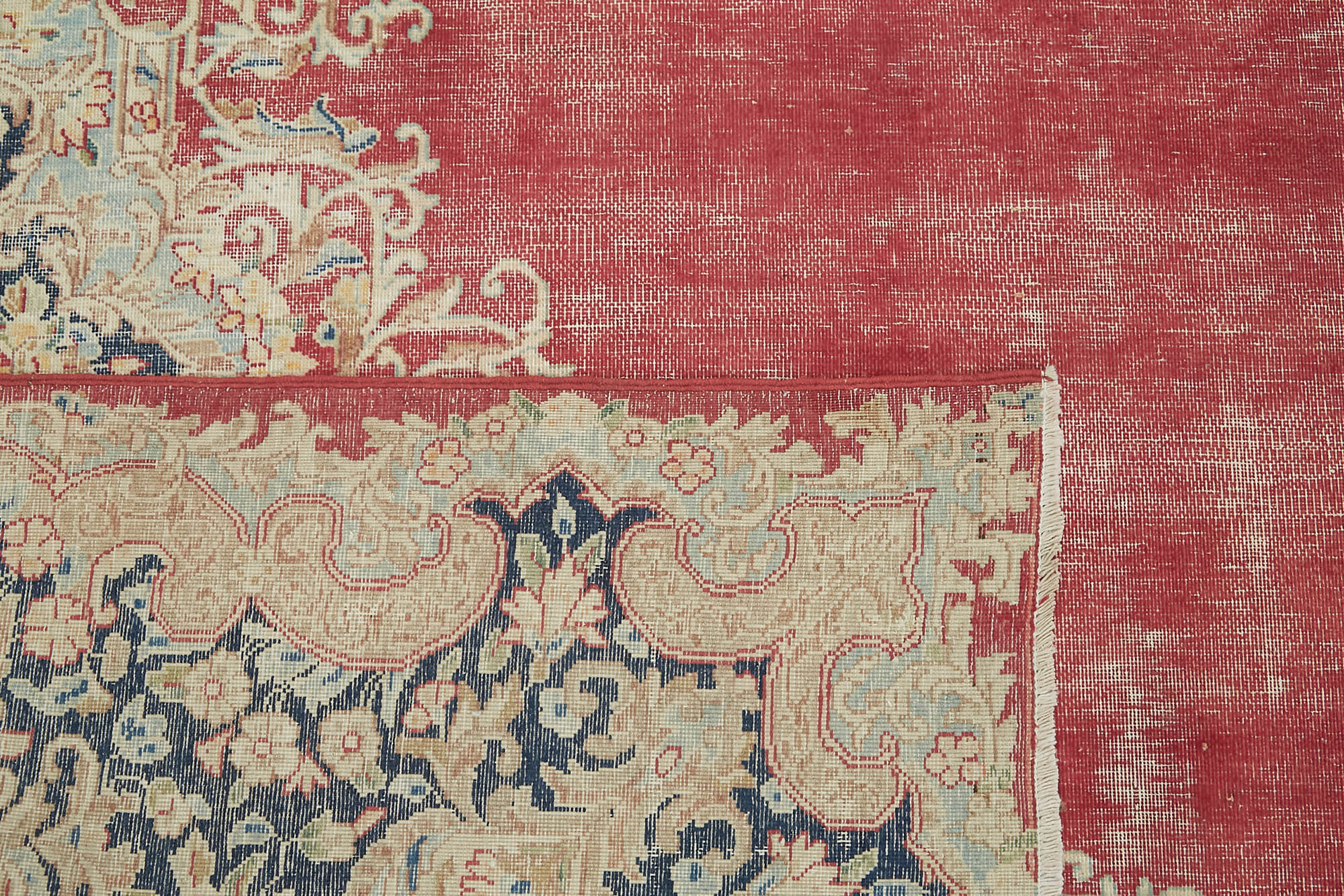 Hand-knotted persian antique 1970s 298 cm x 385 cm beige wool carpet