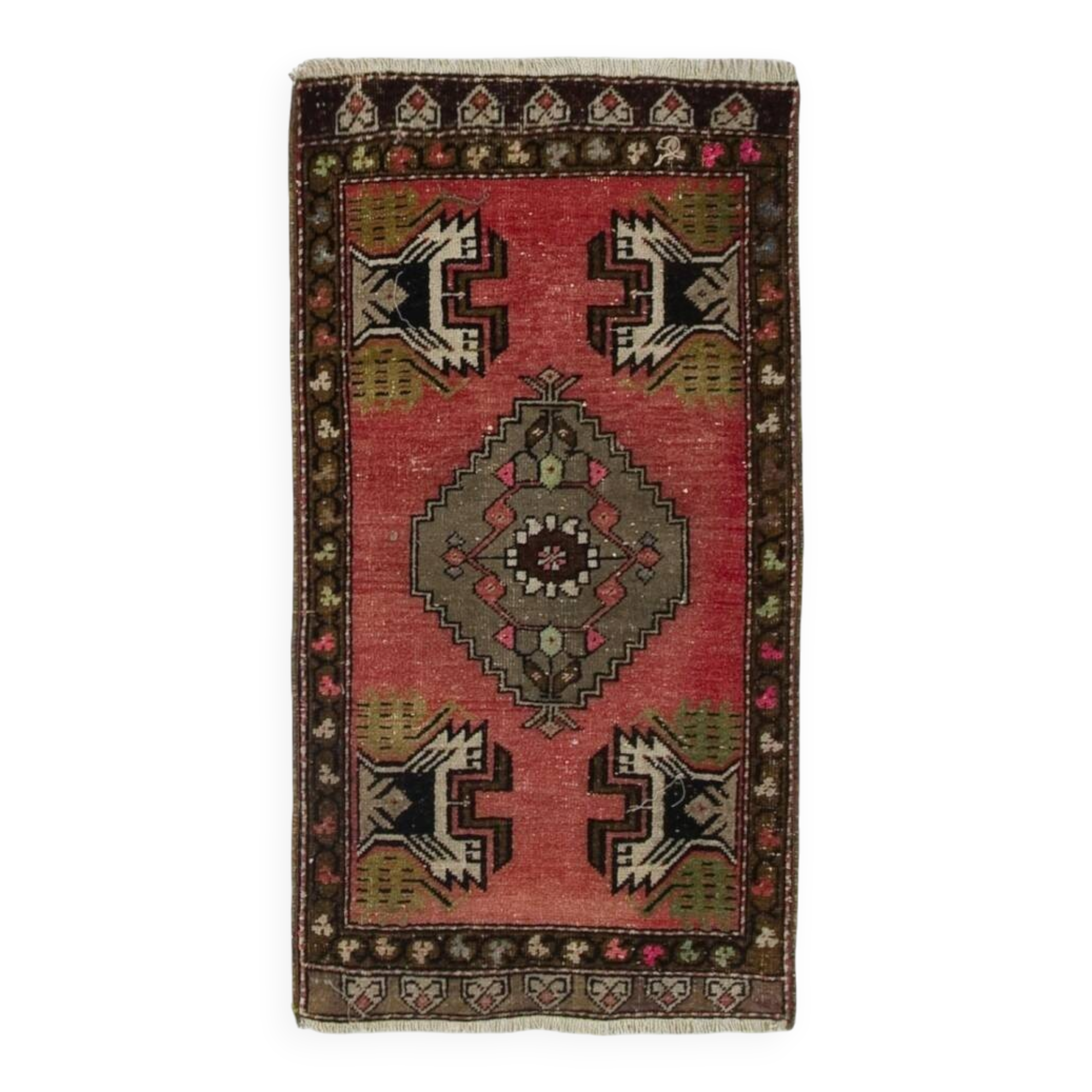 Handmade Accent Rug. Vintage Door Mat. Turkish Seat Cover. Entryway Mat. Kitchen Rug