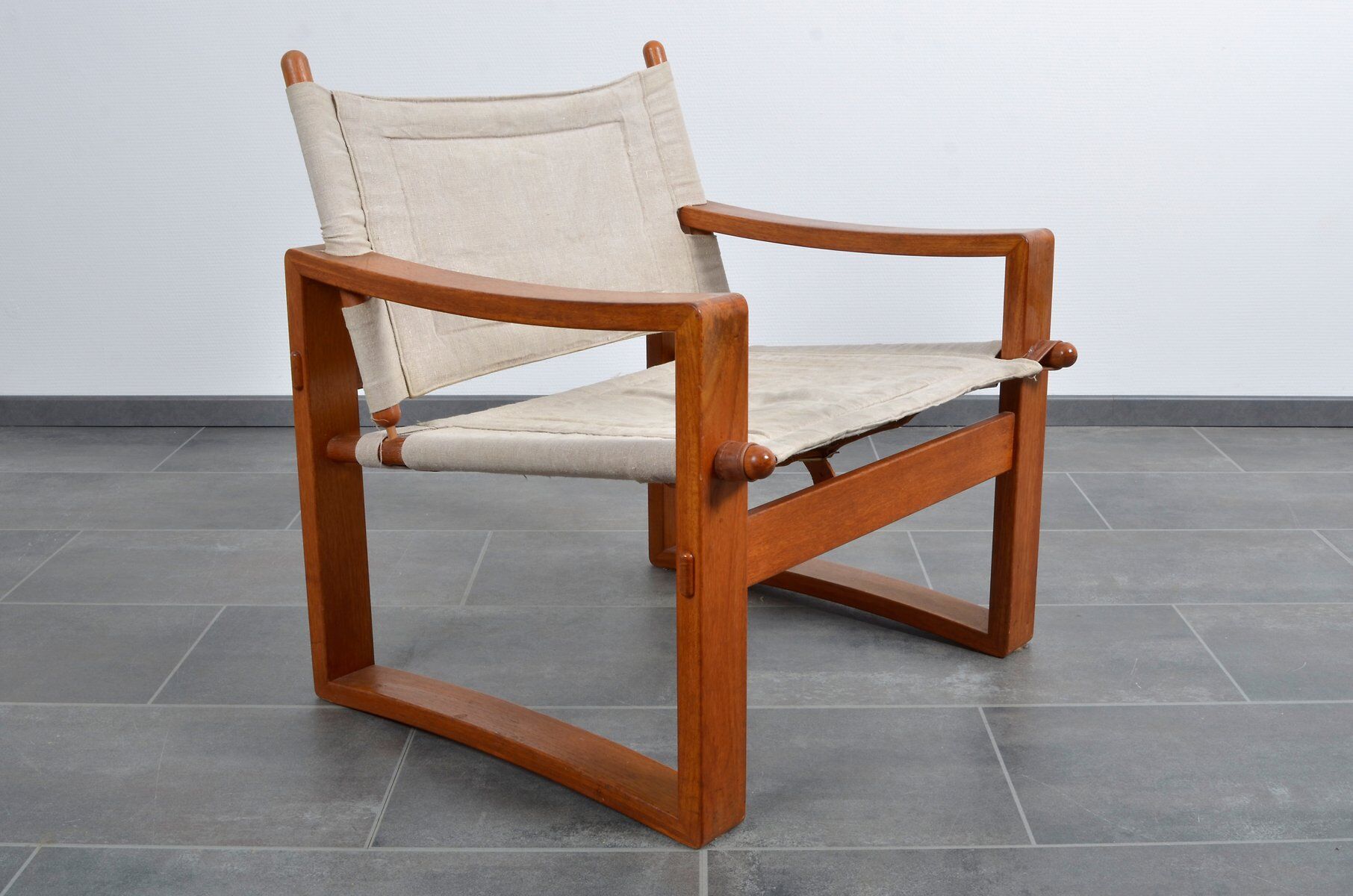 Mid-century mahogany safari chair by Burge Jensen for Bernstorffsminde M-belfabrik
